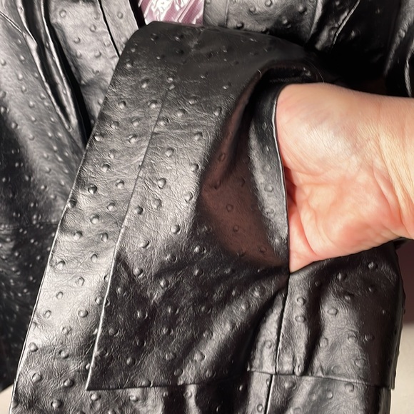 Hal rubenstein ostrich embossed black leather jacket, blazer, size large w/tags - Picture 8 of 9